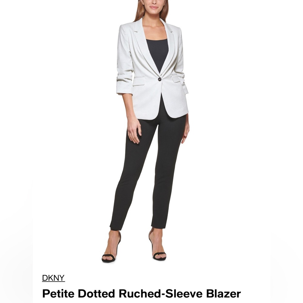 DKNY 8P Dotted Ruched Sleeve Blazer
